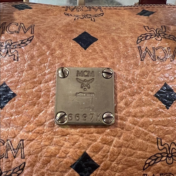 MCM Vintage Cognac Leather Satchel Boston Bag with COA - German - EUC - Picture 3 of 17